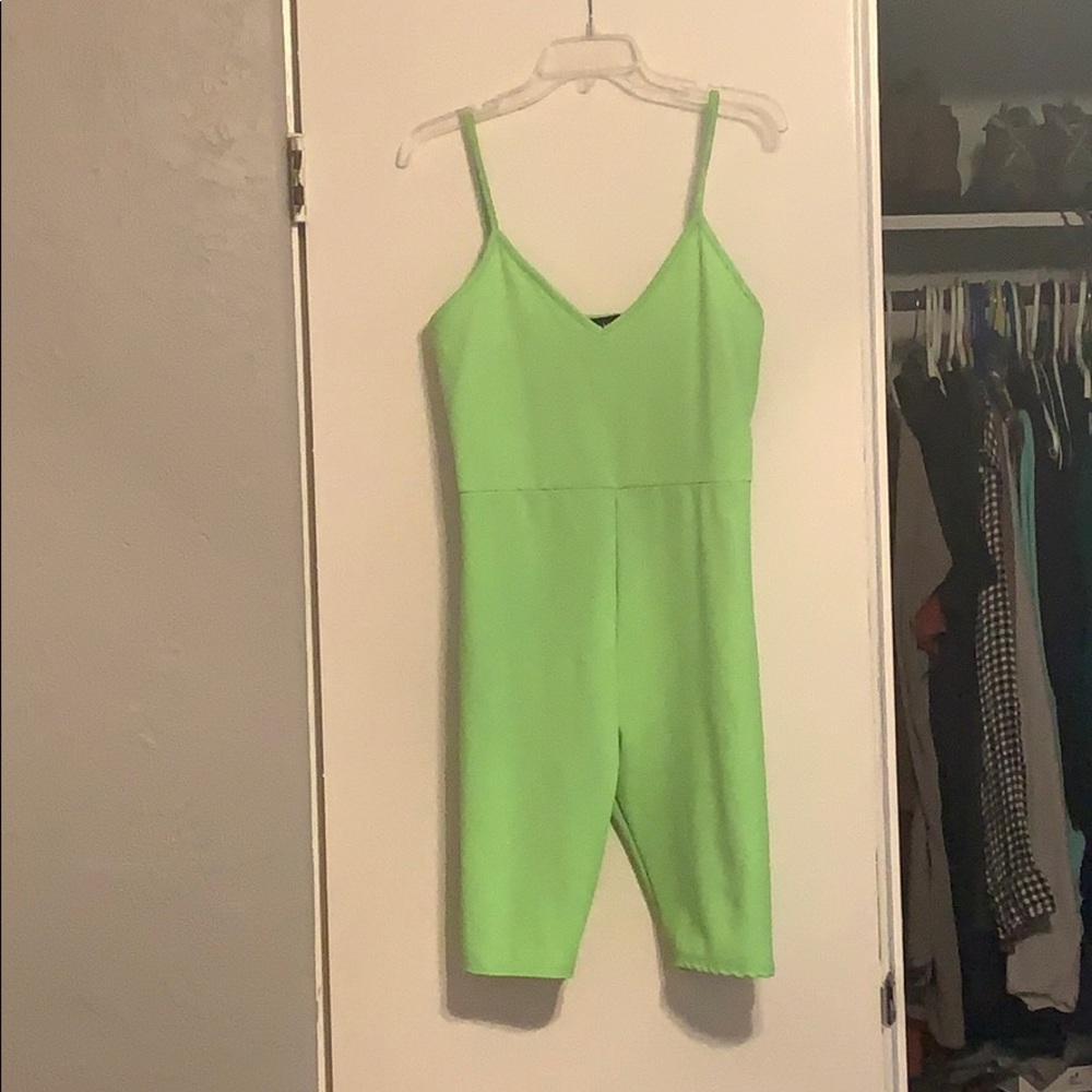 Lime green 80s jumpsuit